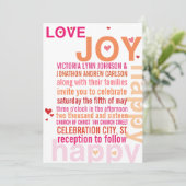 Invitation Coral rose rouge moderne Typographie Mariage (Debout devant)