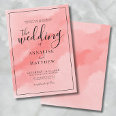 Invitation Coral rose Simple Elegant Mariage Aquarelle