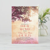 Invitation Coral rose vieux chêne & inséparables nuptiale dou (Debout devant)