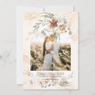 Invitation Coral Sage Pampas Herbe Floral PHOTO MERCI