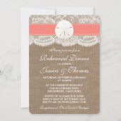 Invitation Coral Sand Dollar Plage Déjeuner de répétition (Devant)