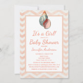 Invitation Coral Seashell Baby shower fille garçon (Devant)
