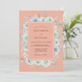 Invitation Coral Soft Botanical Summer Wedding (Debout devant)