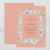 Invitation Coral Soft Botanical Summer Wedding (Devant / Derrière)