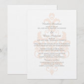 Invitation Coral Subtle Mariage damassé (Devant / Derrière)