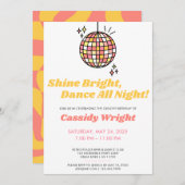 Invitation Coral Super Disco Anniversaire (Devant / Derrière)