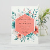 Invitation Coral Teal Spring Bloom Wedding (Debout devant)