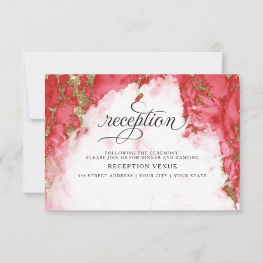 Invitation Coral Tourmaline Aquarelle Géode BarefootBride™ (Devant)