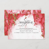 Invitation Coral Tourmaline Aquarelle Géode BarefootBride™ (Devant / Derrière)