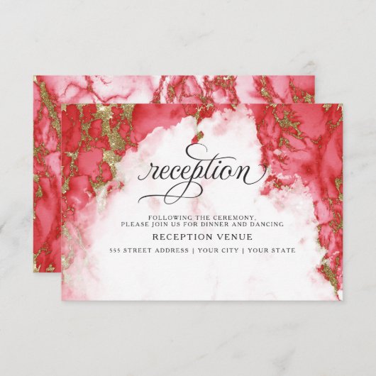 Invitation Coral Tourmaline Aquarelle Géode BarefootBride™ (Devant / Derrière)