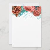 Invitation Coral Turquoise Bleu Floral 70e fête d'anniversair (Dos)