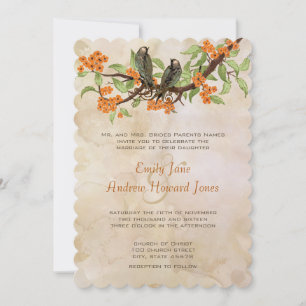 Invitation Coral Vintages Inséparables Tea Stain Wedding Invi