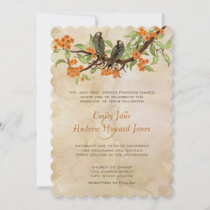 Invitation Coral Vintages Inséparables Tea Stain Wedding Invi