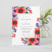 Invitation Coral Violet Artistic Bloom Wedding (Debout devant)