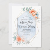 Invitation Coral Vivant Dusty Blue Floral (Devant)