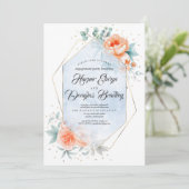 Invitation Coral Vivant Dusty Blue Floral (Debout devant)