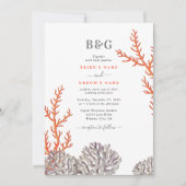 Invitation Coral Watercolor Beach Mariage moderne (Devant)