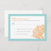 Invitation Coral Wedding Response | Tropical Wedding RSVP Inv (Devant / Derrière)