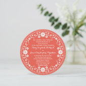 Invitation Coral White Floral Wreath Mariage Custom (Debout devant)