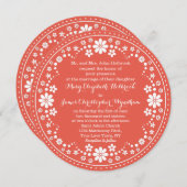 Invitation Coral White Floral Wreath Mariage Custom (Devant / Derrière)