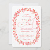Invitation Coral Woodsy Mariage Vivre Coral Wreath Chic (Devant)