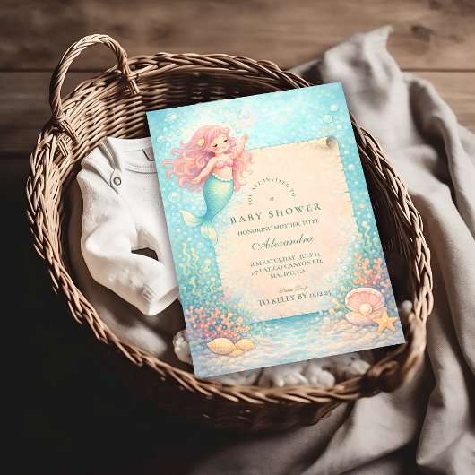 Invitation Corallight Mermaid Keepsake Baby Shower