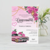 Invitation Corazon rose de Milagros Lowrider Quinceanera (Debout devant)