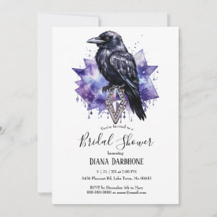 Invitation Corbeau et Fête des mariées diamant gothique viole
