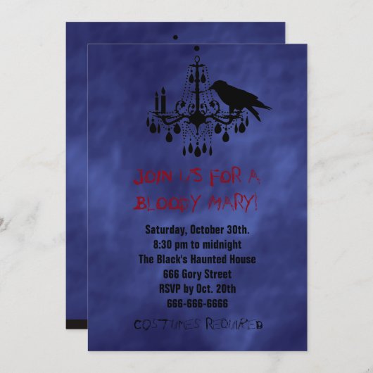 Invitation Corbeau et lustre en violet Haze Halloween Invitat (Devant / Derrière)