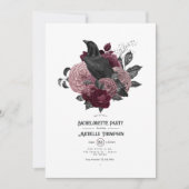 Invitation Corbeau gothique et Bachelorette florale foncée (Devant)