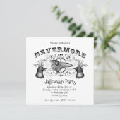 Invitation Corbeau Gothique Et Corneilles Fête D'Halloween (Debout devant)