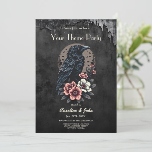 Invitation Corbeau noir (Debout devant)