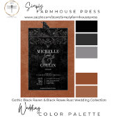 Invitation Corbeau noir gothique et Fête des mariées de rouil