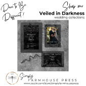 Invitation Corbeau noir gothique et Mariage Rose noir