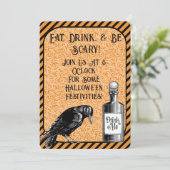 Invitation Corbeau noir orange Halloween (Debout devant)
