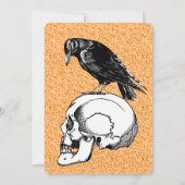 Invitation Corbeau noir orange Halloween (Dos)