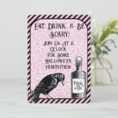 Invitation Corbeau noir rose Halloween (Debout devant)
