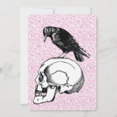 Invitation Corbeau noir rose Halloween (Dos)