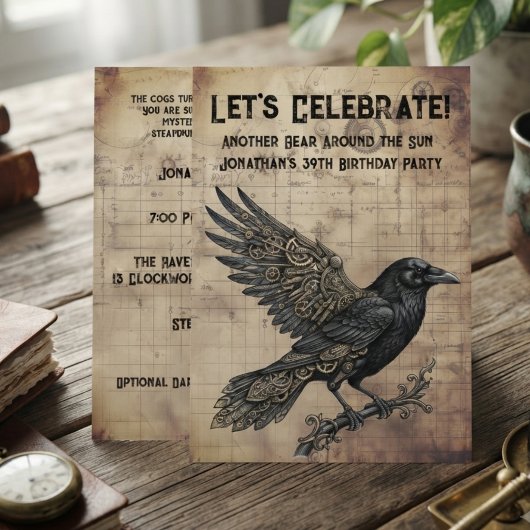 Invitation Corbeau Steampunk Gothique