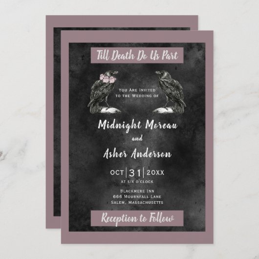 Invitation Corbeaux Oiseaux Jusqu'à Ce Que La Mort Nous Sépar (Devant / Derrière)