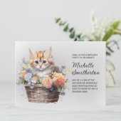 Invitation Corbeille de fleurs de chaton jaune pour l'anniver (Debout devant)
