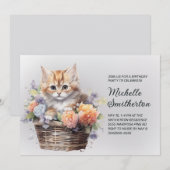 Invitation Corbeille de fleurs de chaton jaune pour l'anniver (Devant / Derrière)