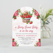 Invitation Corbeille de fraises Douceur fruitée Baby Shower A (Debout devant)