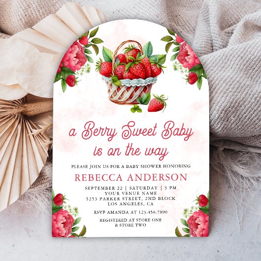 Invitation Corbeille de fraises Douceur fruitée Baby Shower A