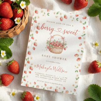Invitation Corbeille de fraises sucrées pour Baby Shower