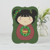 Invitation Corbeille de Noël Kokeshi (Debout devant)