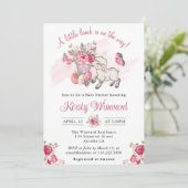 Invitation Corbeille florale rose de printemps et douche de b (Debout devant)