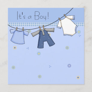 Invitation Corde à linge bébé Corde à linge bébé garçon Corde