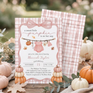 Invitation Corde à Linge Petit Citrouille Fille Baby Shower A