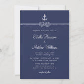 Invitation Corde d'Ancre bleue marine Nautique Mariage de cod (Devant)
